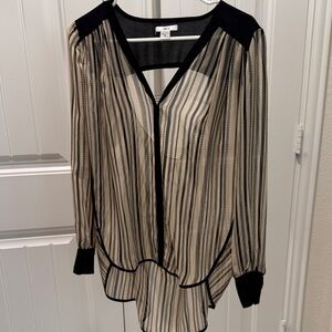 BAR III Black and Cream Sheer Blouse